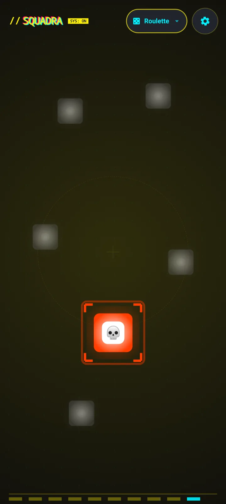 Roulette mode in the Cyberpunked theme - the eliminated finger is revealed
