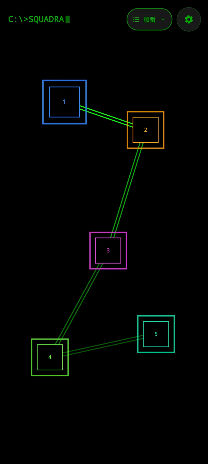 SQUADRA-DOSテーマの順番決めモード - 指ごとに番号が表示される